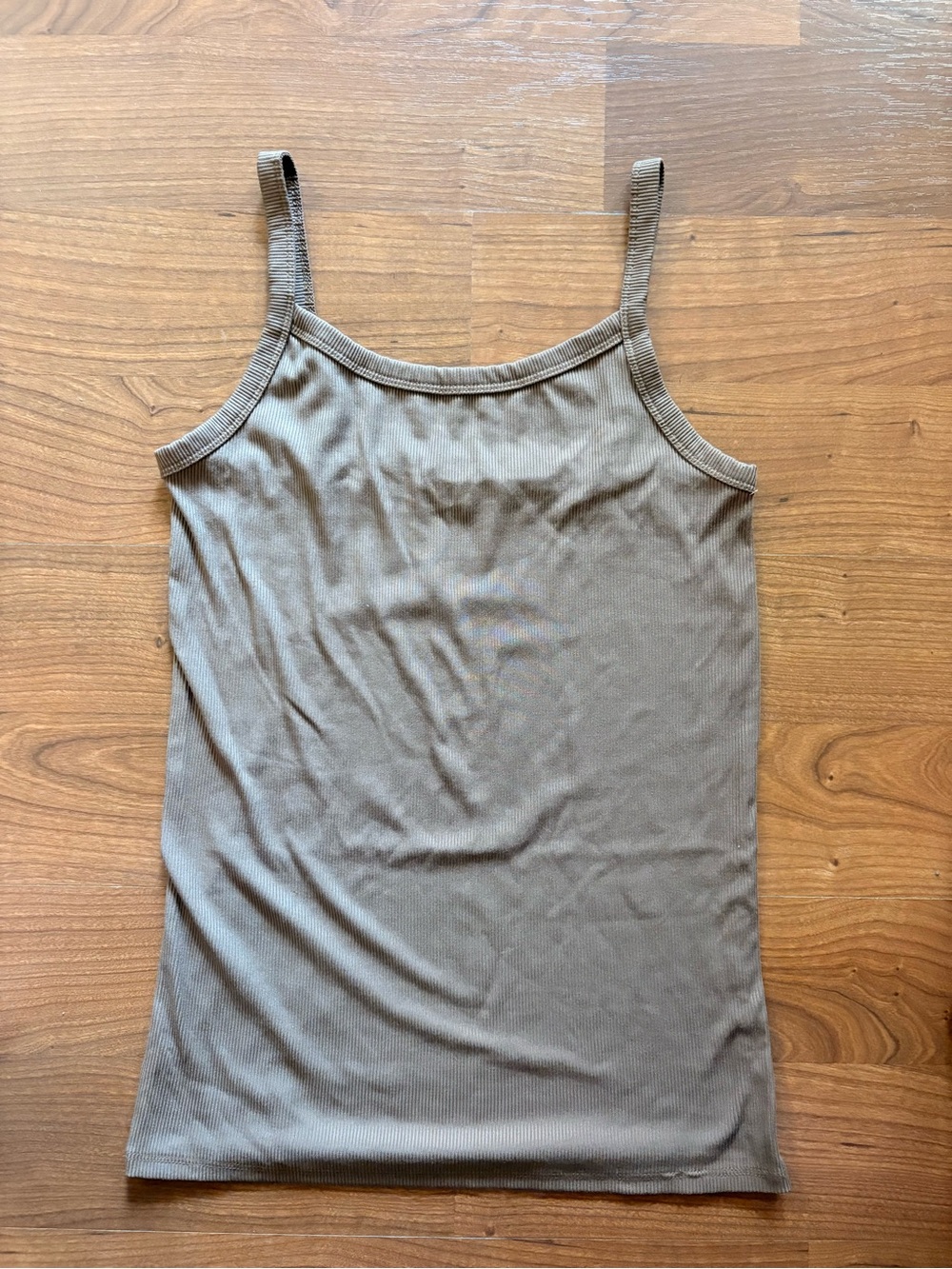 No Boundaries Ribbed Spaghetti Strap Tank - Taupe